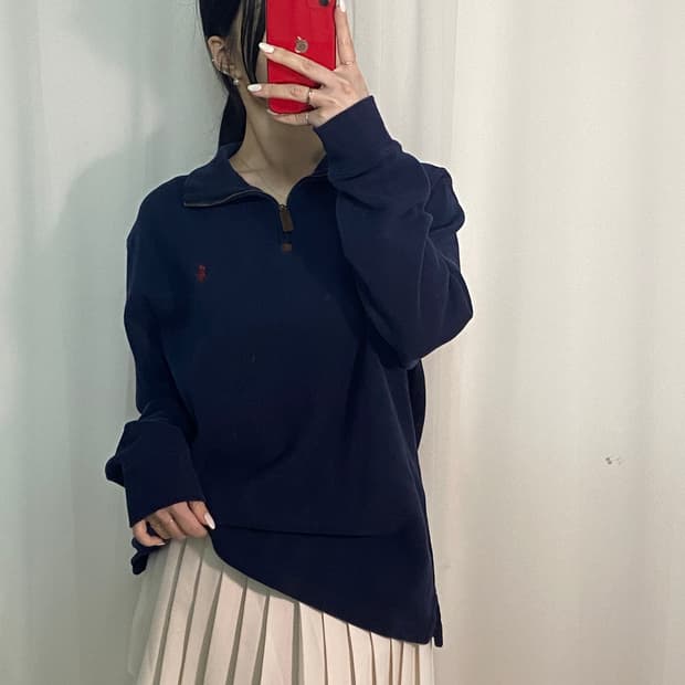 폴로 네이비 포니 반집업
