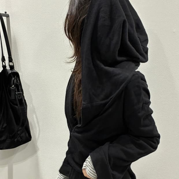 Y’s 요지야마모토 사선 드레이프 캐시미어 후드 집업