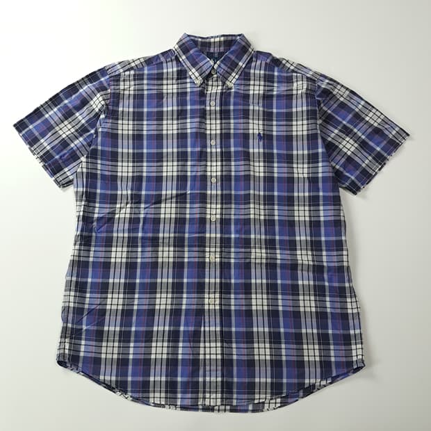 CK462 L 폴로 클래식 블루 플래드체크 반팔 셔츠 남방