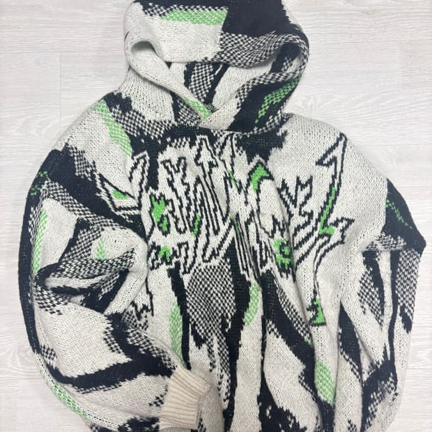 유스배쓰 youthbath 러프 페인팅 니트 후드