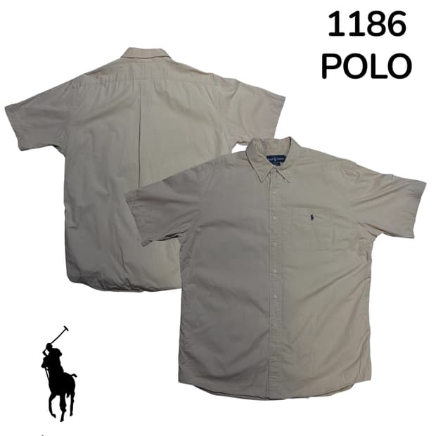 폴로 솔리드 베이지 반팔 셔츠 XL