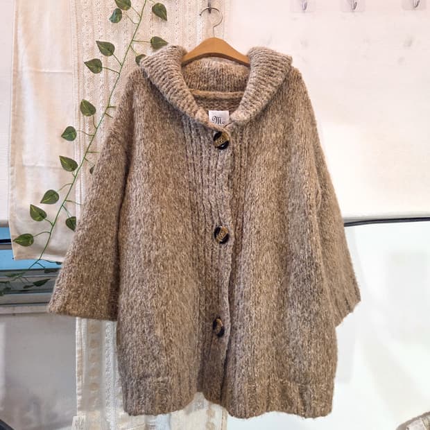 알파카 반팔 가디건