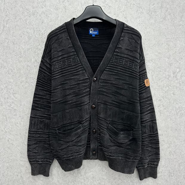 105 펜필드 남자 스톤 워시드 루즈핏 니트 가디건