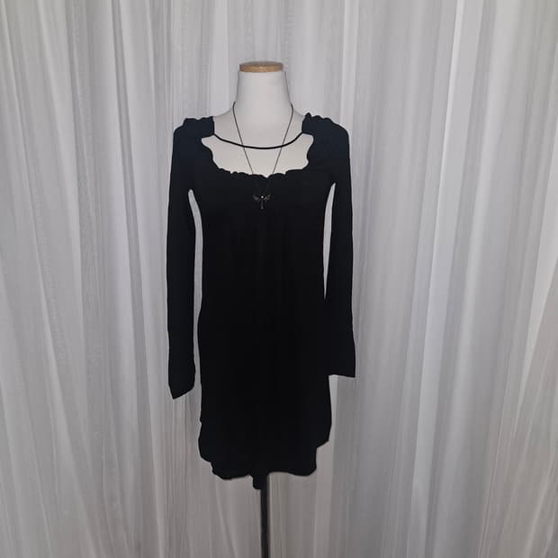 Bannet Bannet 공겜여주 고딕 히메 셔링 블랙 드레스