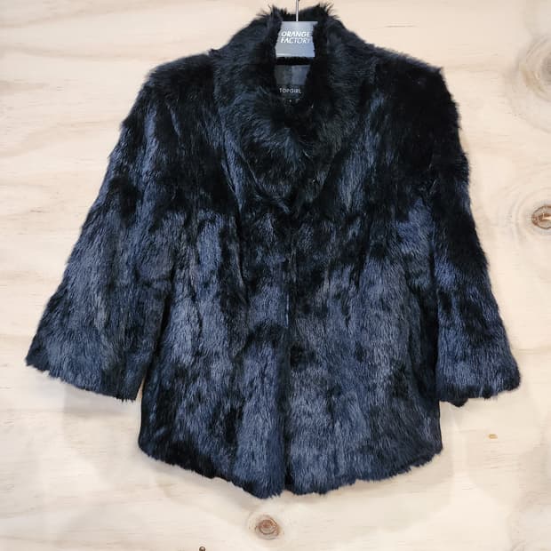 589) 탑걸 토끼털 7부 퍼 자켓