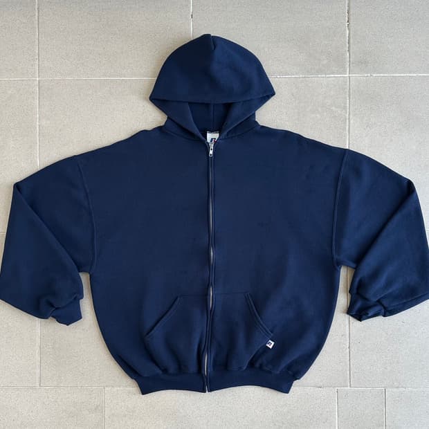 00s 빈티지 러셀 후드집업 네이비 XL