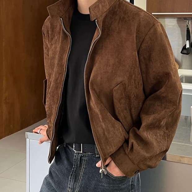 마일드마켓 해링턴 스웨이드 자켓 브라운