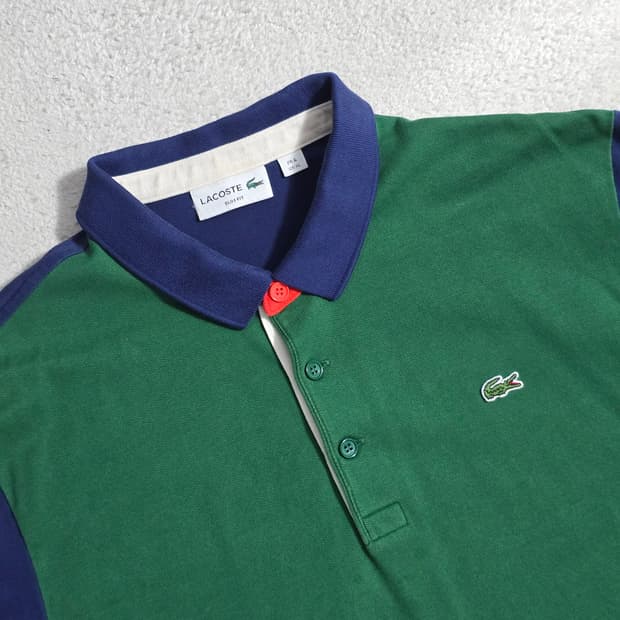 라코스테 Lacoste 멀티컬러 슬림핏 반팔 카라티셔츠 XL