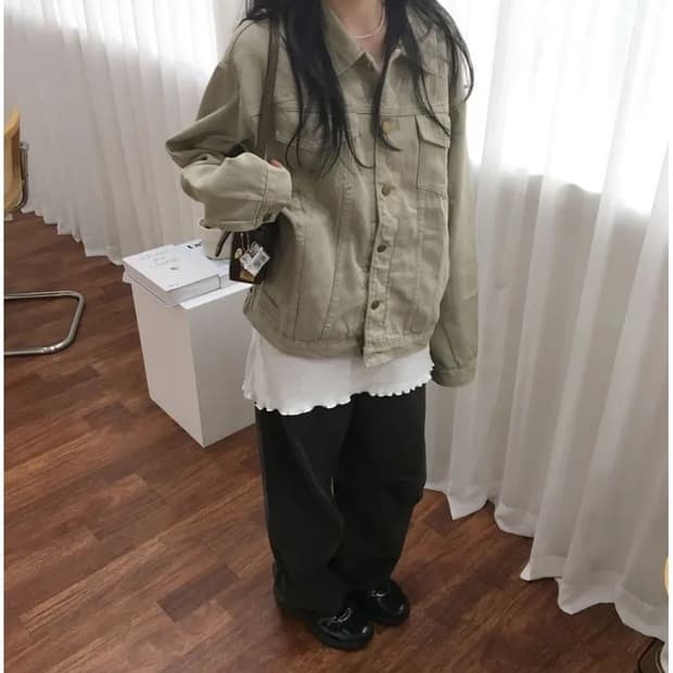 하나케 하우 워싱 루즈 코튼 트러커 자켓