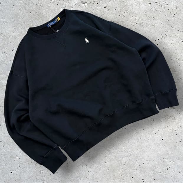 [XL] 폴로 랄프로렌 신형 큐알 플리스 풀오버 블랙 맨투맨 D486