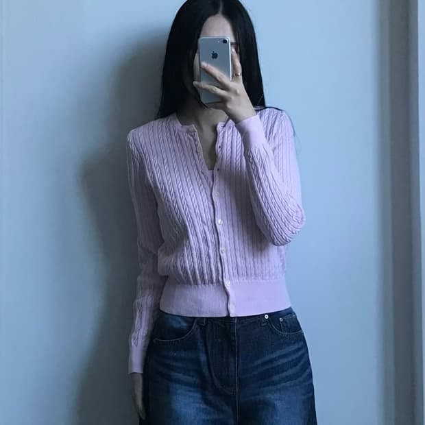 폴로 랄프로렌 QR 신형 딸기우유 꽈배기 니트 가디건