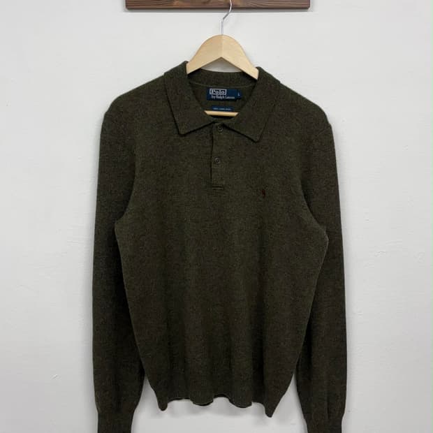 [L] 폴로 랄프로렌 딮 카키 램스울 카라 니트 스웨터