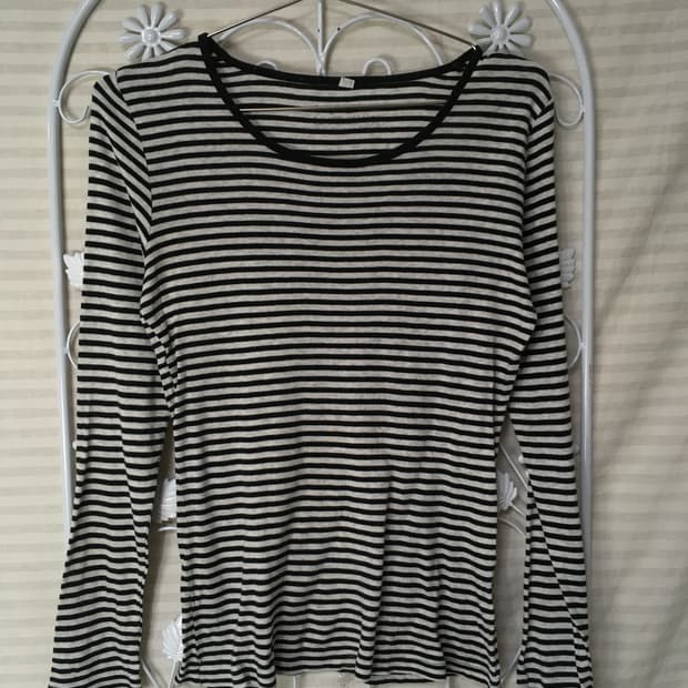 빈티지 블랙 스트라이프 티셔츠 y2k 스트릿 갸루 펑키 일본빈티지681 