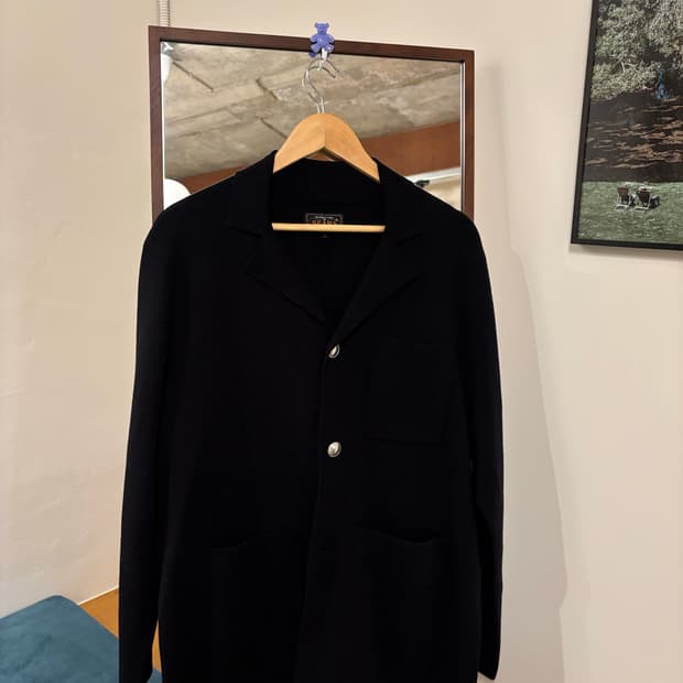 빔즈 블랙 니트 자켓 (울+코튼 혼방)