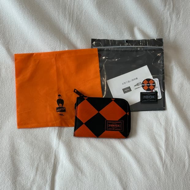 요시다 포터 다이아몬드 체크 패턴 카드 지갑
