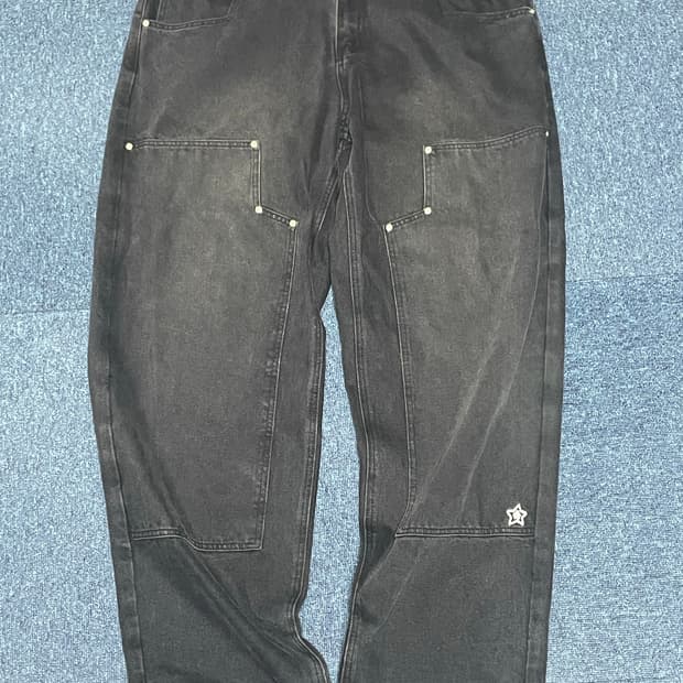 스타팀 더블니 팬츠 블랙 36