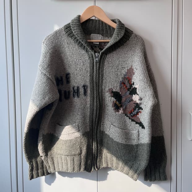 University shop 빈티지 사슴 풍경 코위찬 집업 