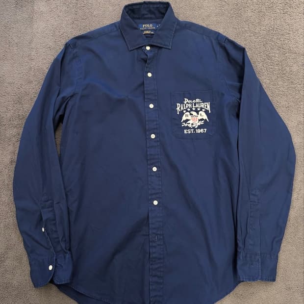 폴로 엠브로이드로고 페더웨이트 코튼 셔츠