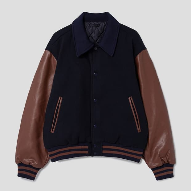 [M] 슬리브 배색 바시티 점퍼 네이비 (263X39GY2R)