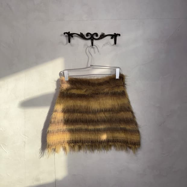 DONOTTAG fluffy mini skirt yellow brown