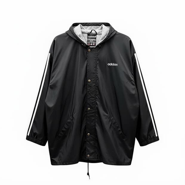 아디다스 스타디움 롱 트랙자켓 후드 밑단스트링 디테일 블랙