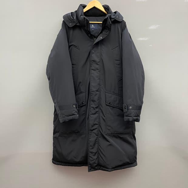 헤지스 블랙 후드 롱 구스패딩