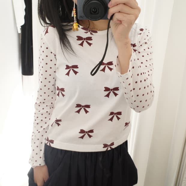 Ribbon & dot long sleeve