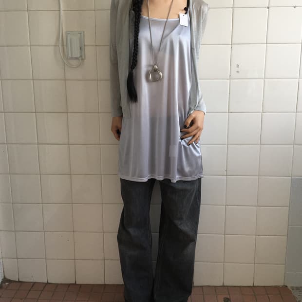 Glossy sliver mood sleeveless