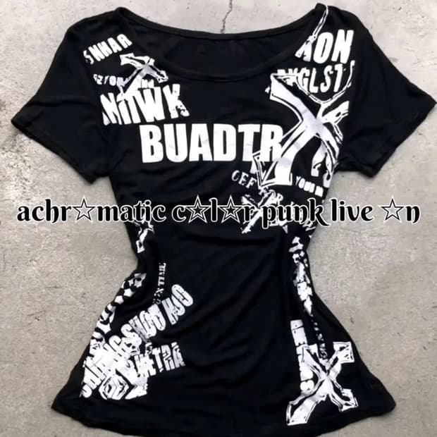글리츠깔 펑크 y2k 갸루 반팔 티셔츠