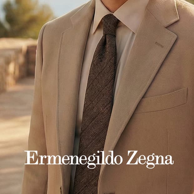 제냐 울 실크 브라운 솔리드 넥타이 8.7cm A+등급 K1816
