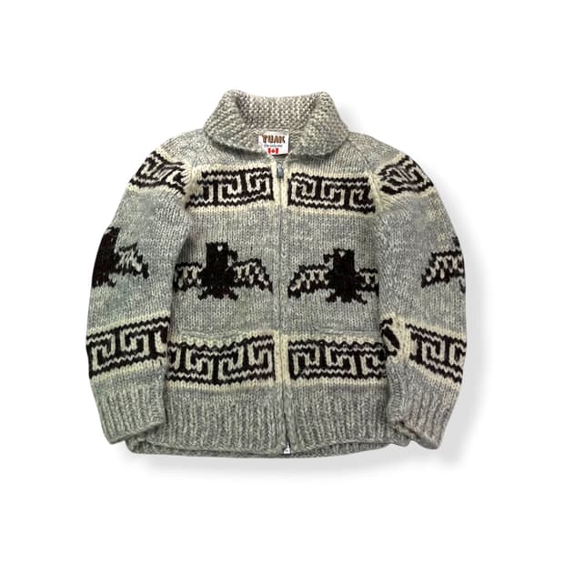 100 TUAK 캐나다 숄카라 코위찬 울 니트 집업