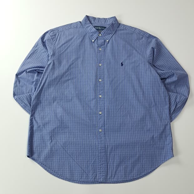 CJ495 2XL 폴로 클래식핏 블루 멀티 플래드체크 셔츠 남방