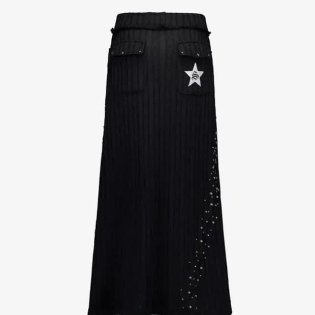 셋업이엑스이 KNIT STUDDED LONG SKIRT / BLACK