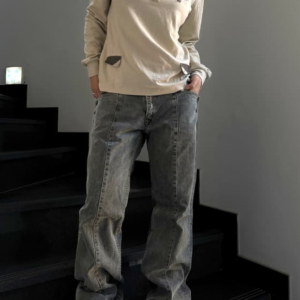 절개 데님 팬츠