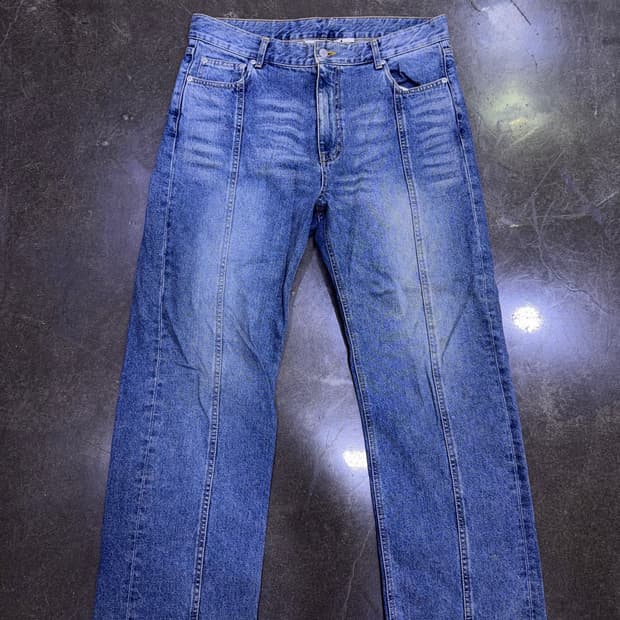 유니폼브릿지 핀턱 와이드 워싱 데님팬츠 XL