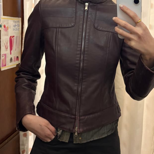 Japanese vintage burgundy leather jacket