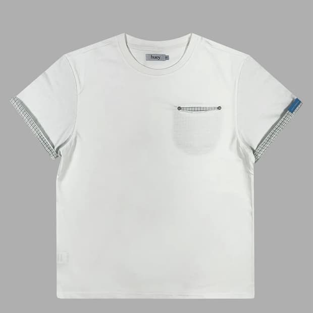 Check Rollup Tee White