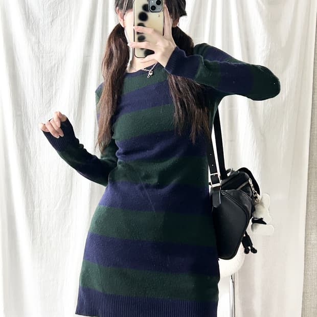 폴로 단가라 메리노울 니트 원피스