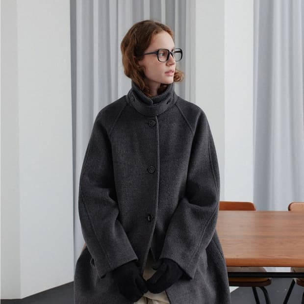 HANE 하네 울 발마칸 코트 차콜 S