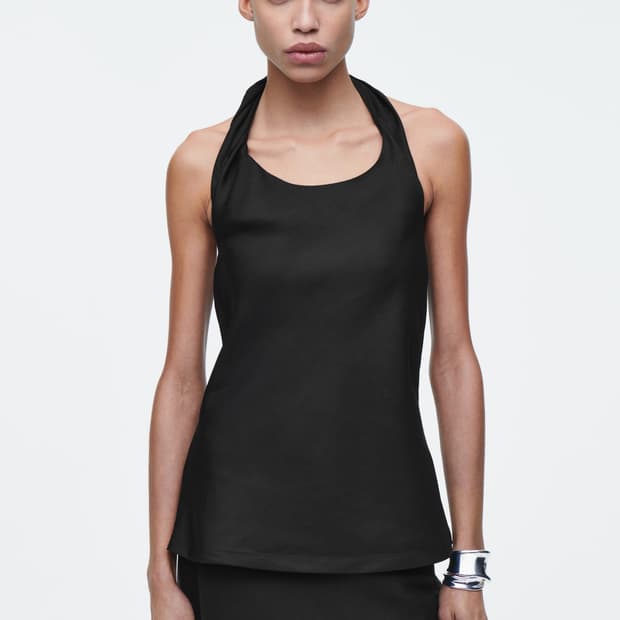 (세제품) COS 블랙 린넨 홀터넥 민소매 탑