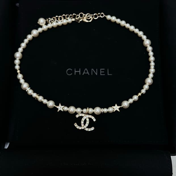 샤넬 진주 초커 chanel 별 초커 cc로고