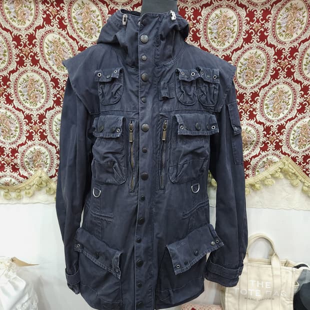 바버 × 토키토 멀티포켓 빈티지 코튼 헌팅자켓

