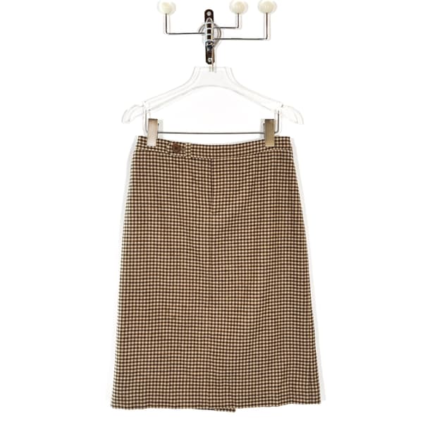 랄프로렌 울 체크 미디 스커트