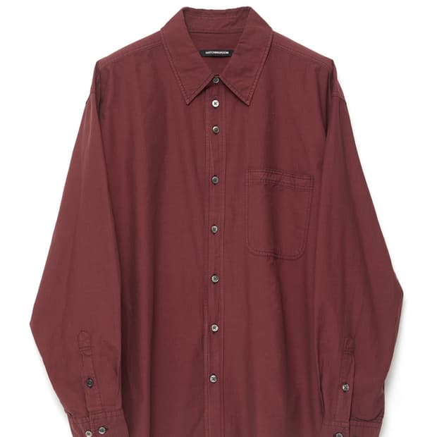 [3(M)]해칭룸 섀도우 스트라이프 셔츠 다크 레드