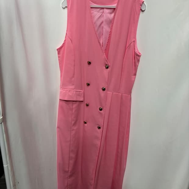 더블 브레스티드 민소매 원피스