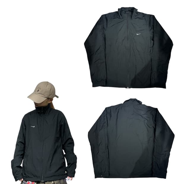 나이키 블랙 오버핏 바람막이 자켓 M