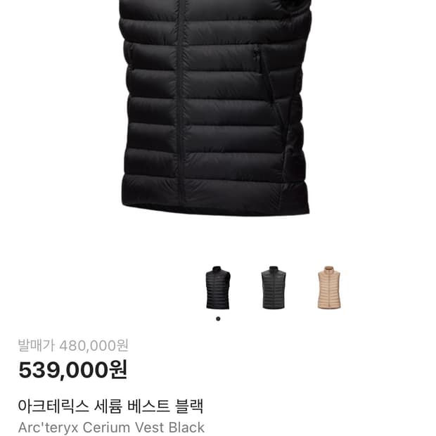 아크테릭스 세륨 베스트 블랙 새상품