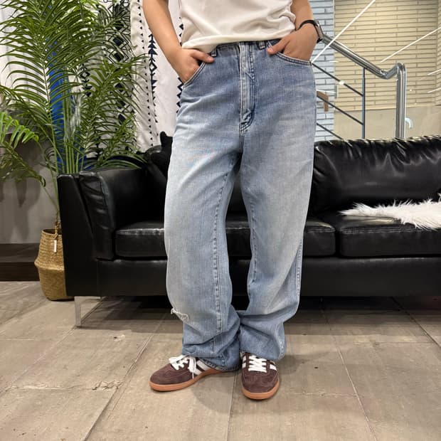 Wrangler 와이드 핏 데님 팬츠 연청
