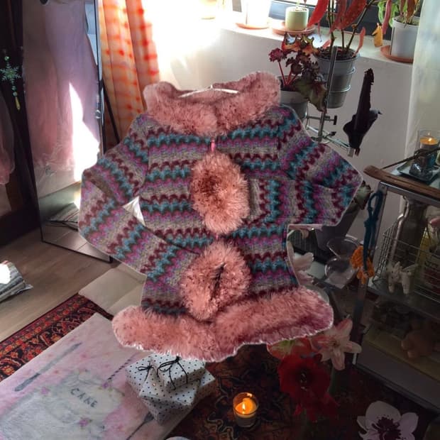 Vintage lolipop fur zip-up