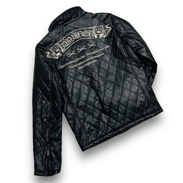 펑크 DIVINER 싱글 라이더 비건 레더 퀼팅 자켓